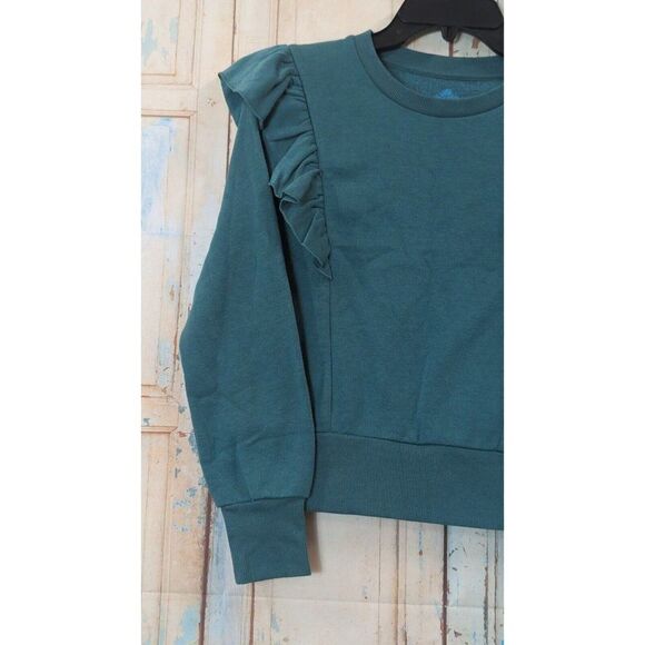 There Abouts Girls Size Large 14 Sweater Green Ruffle Soft Pull On Long Sleeve - Picture 5 of 8